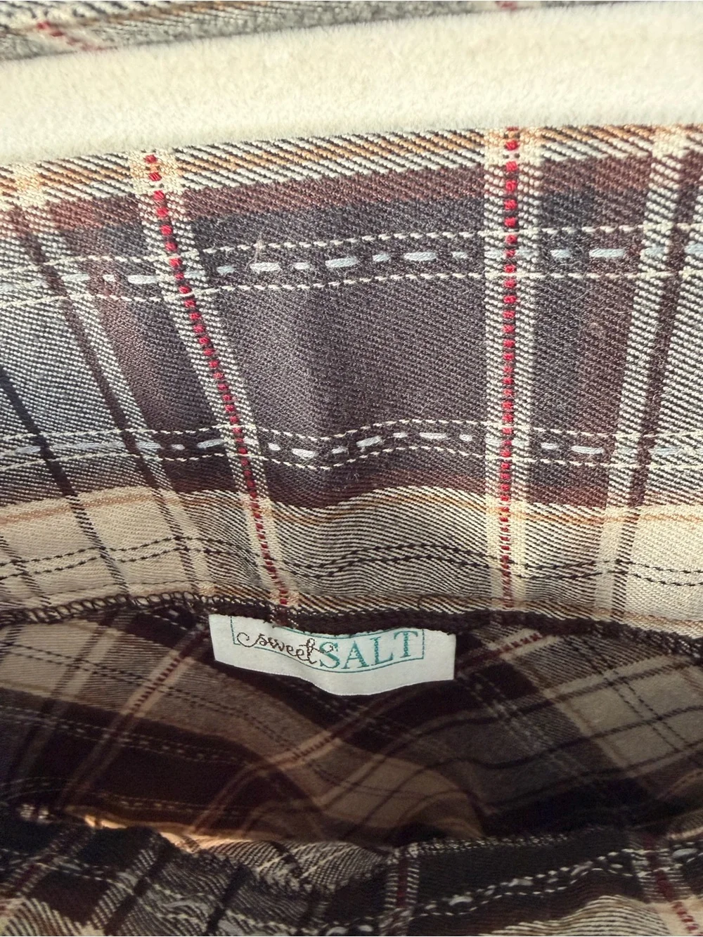 Classic Plaid Circle Skirt in Black and Cream